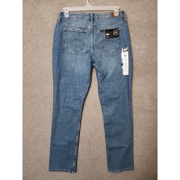 Lee Friction Resistant Jeans Womens 12 Long Blue Medium Wash Straight Leg NEW - Picture 4 of 10